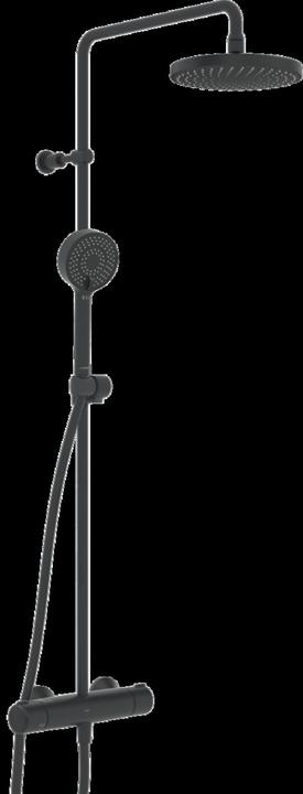 Hansa Micra shower system with thermostat black matt