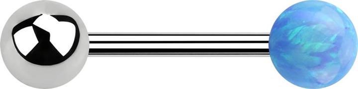 Immagine prodotto Star Piercing Barbell argento con palla e palla opale azzurra (Acciaio chirurgico 316L)