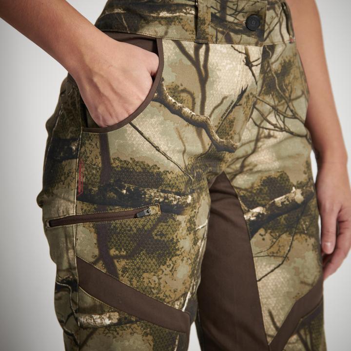 Actual product image Solognac Jagdhose 500 Damen geräuscharm atmungsaktiv Camouflage (38)