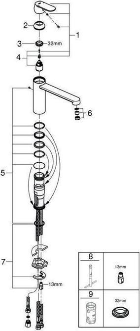Actual product image Grohe Eurosmart Cosmopolitan single-lever sink mixer