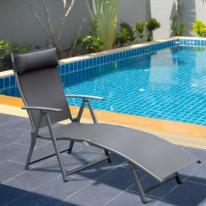 Produktbild Outsunny Gartenliege Metall, Stoff Grau (180 cm)