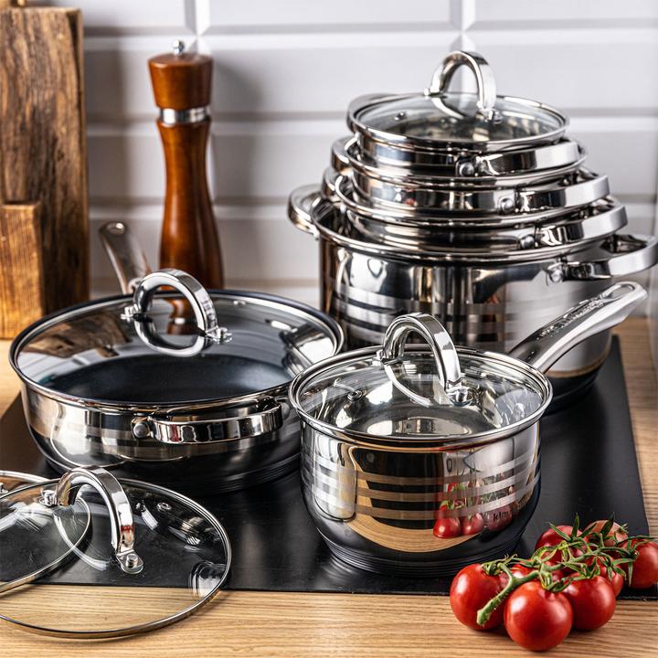 Actual product image Klausberg Stainless steel saucepan set with glass lid, 6 pieces (Pot, Stainless steel)