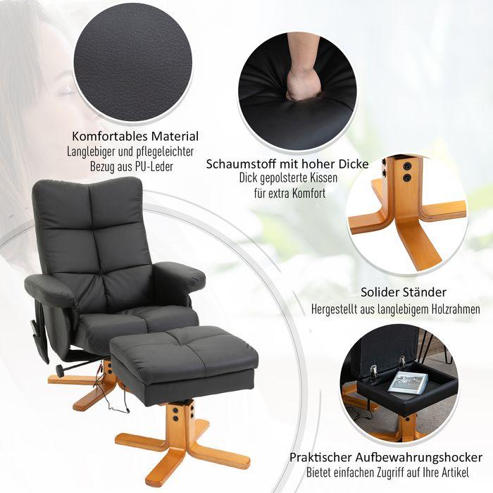 Produktbild Swisshandel24 Relaxsessel Massagesessel mit Fusshocker Fernsehsessel 145°-Neigung Liegesessel mit 10 Vibrationpunk