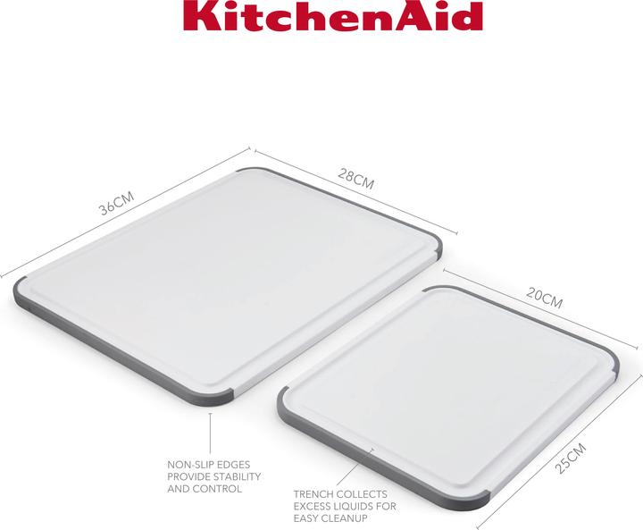Actual product image KitchenAid Classic 2pc Polypropylene Chopping Board Set, 20 x 25cm, 35 x 28cm