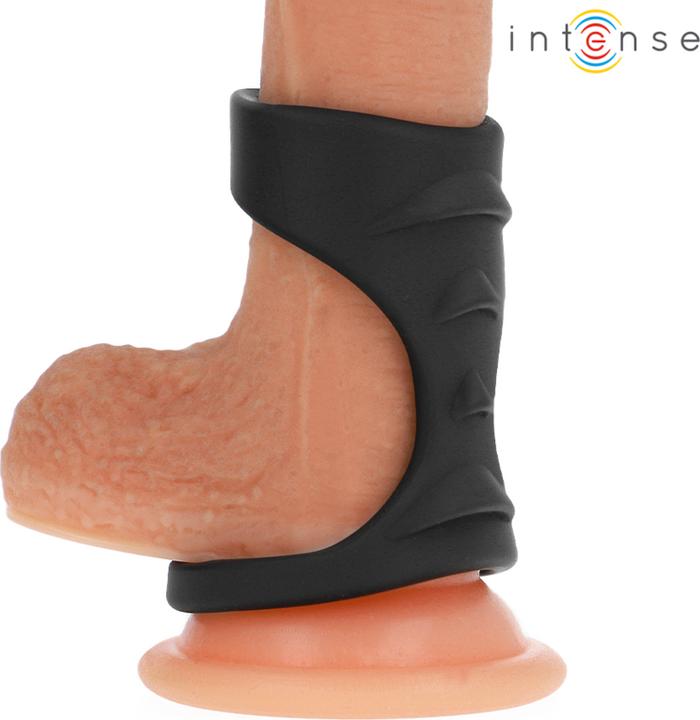Actual product image Intense Theo Doppelter Penisring Aus Silikon Schwarz Modell 3 (11 cm)