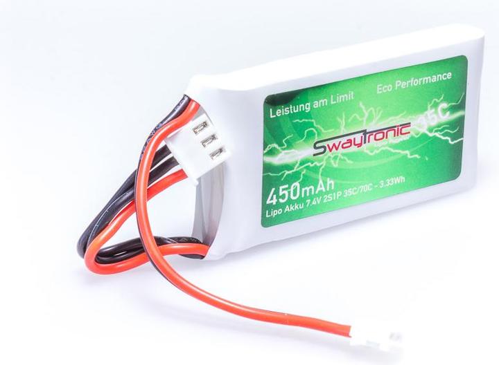 Actual product image Swaytronic LiPo 2S 7.4V 450mAh 35C/70C PHR-2P (7.40 V, 450 mAh)
