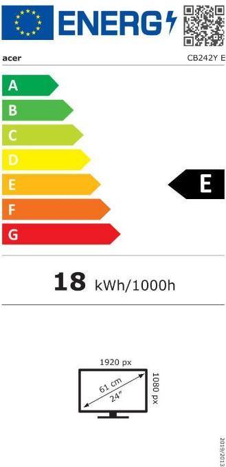 Energie-Label Acer Dis 24 CB242YE3bmiprx 100Hz IPS (1920 x 1080 Pixel, 23.80")