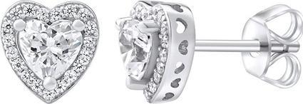 Produktbild Silvego Silver heart earrings with Swarovski Â® Zirconia MWE02140
