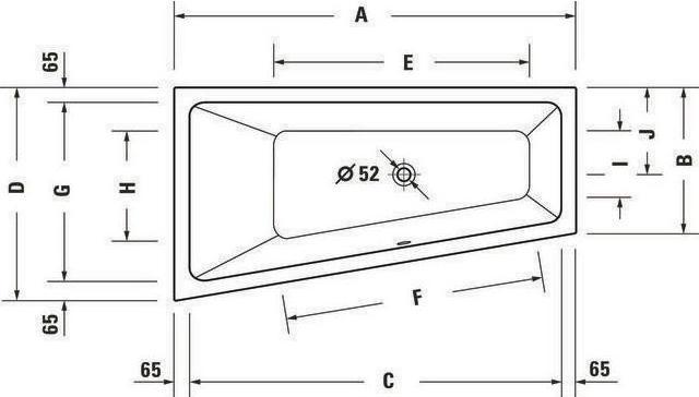 Produktbild Duravit Trapez-Badewanne No 1 1 Rückenschräge links weiss 1600x850mm (140 l, 160 cm, 85 cm)