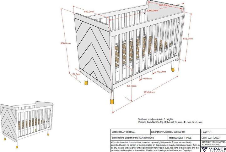 Valori nutrizionali e ingredienti Jaxx Billy Babybed 60X120Cm Terra Pink (60 x 120 cm)