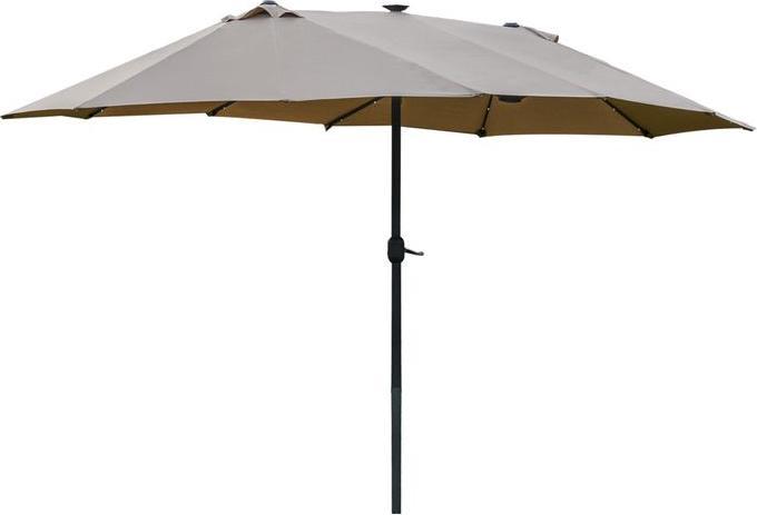 Immagine prodotto Swisshandel24 Ombrellone doppio, LED, manovella ovale in metallo kaki 440 x 260 cm (2.60 m)