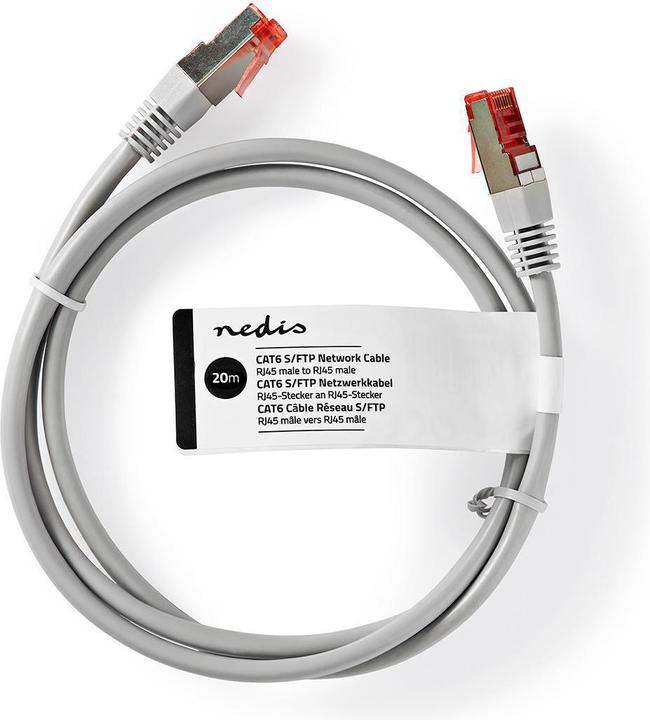 Produktbild Nedis CCGT85221GY200. Kabellänge: 20 m, Kabelstandard: Cat6, Kabelschirmung: S/FTP (S-STP), Anschluss 1: R (S/FTP, CAT6, 20 m)