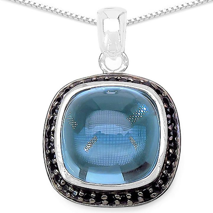 Image du produit Xen Pendentif avec chaîne opale bleue Cushion cabochon 45 cm 925 argent (Argent sterling 925, 45 cm)