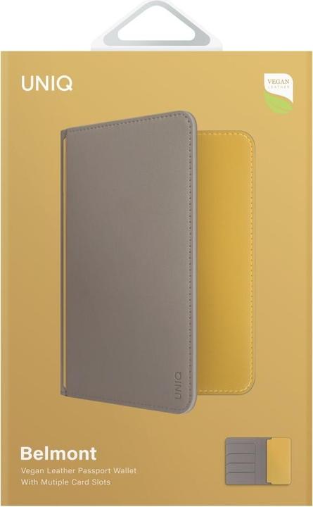 Actual product image Uniq Belmont RFID Blocking Passport Case - Grey/Yellow