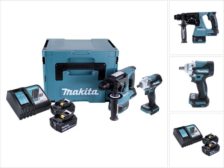 Produktbild Makita DLX 2372 TJ Akku Combo Kit DHR 242 Akku Bohrhammer + DTW 300 Akku Schlagschrauber + 2x Akku 5 (Akkubetrieb)