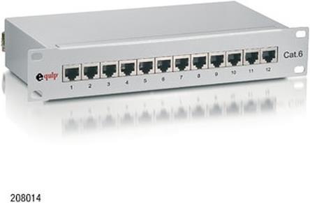 Actual product image equip 10" patch panel: 12 port, 1U, gray