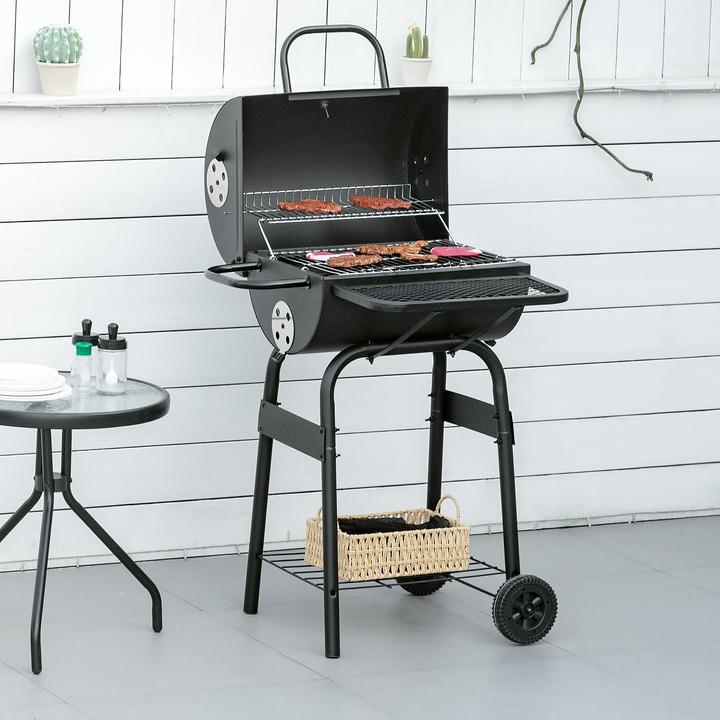Outsunny BBQ Grill mit Deckel und Regale (35 cm)