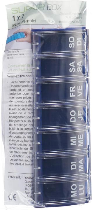 Supairbox 1x7 Wochendispenser deutsch/französisch blau