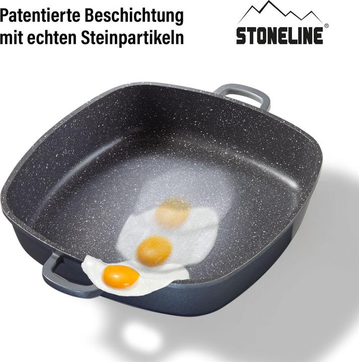 Actual product image Stoneline Eckpfanne 32x32 cm mit Aroma Glasdeckel, Pfanne rechteckig, Backofen, Induktion geeignet (32 cm, Pan set + pot set, Aluminium)