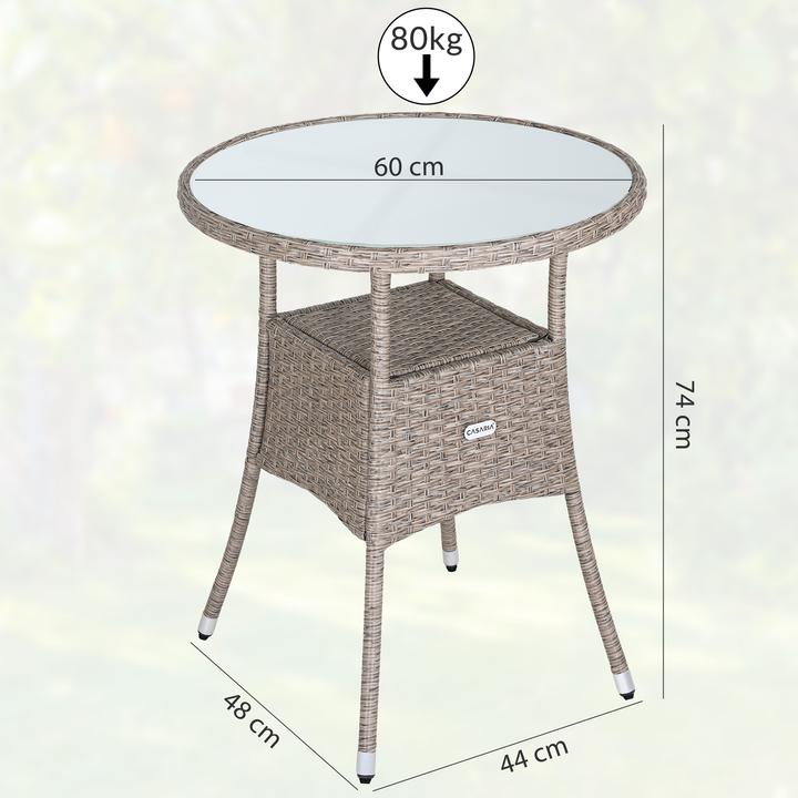 Image du produit Casaria Table de balcon en poly rotin (60 cm)