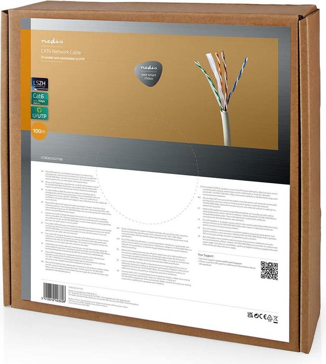 Image du produit Nedis Câble réseau en rouleau | CAT6 | Câble torsadé | U/UTP | Cuivre pur | 100.0 m | Intérieur (U/UTP, CAT6, 100 m)