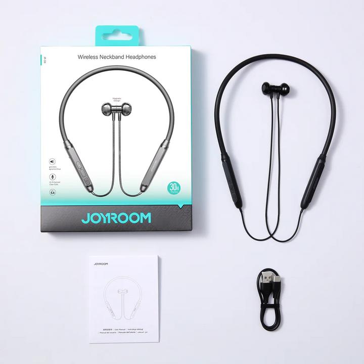 Actual product image Joyroom Magnetic Bluetooth Headphones Sport Neckband Earbuds 14.2mm - Black (30 h, Cable)