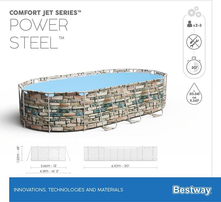 Produktbild Bestway Pool Power Steel Comfort Jet Series Set 610 x 366 x 122 cm (610 x 366 x 122 cm)