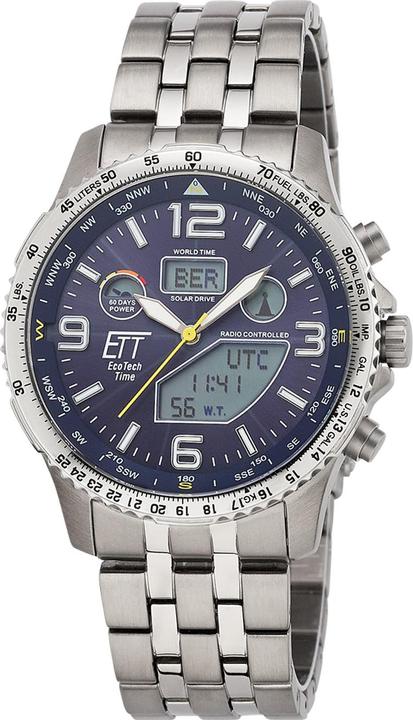 Image du produit ETT EGT-11575-31M Montre Homme Solaire Titane Radio 43mm 10ATM (Chronographe, Montre radio-pilotée, Lunette tournante à gauche, 43 mm)