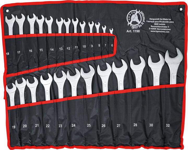 BGS Maul-Ringschlüssel-Satz (32 mm, 19 mm, 6 mm, 12 mm, 24 mm, 14 mm, 22 mm, 16 mm, 23 mm, 10  mm, 21 mm, 18 mm, 27 mm, 7 mm, 31 mm, 17 mm, 11 mm, 15 mm, 26 mm, 30 mm, 8 mm, 28 mm, 9 mm, 29 mm, 13 mm, 20 mm, 25 mm)