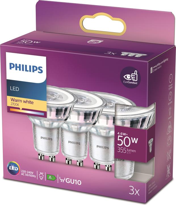 Image du produit Philips Spot LED (GU10, 4.60 W, 355 lm, 3 x, F)