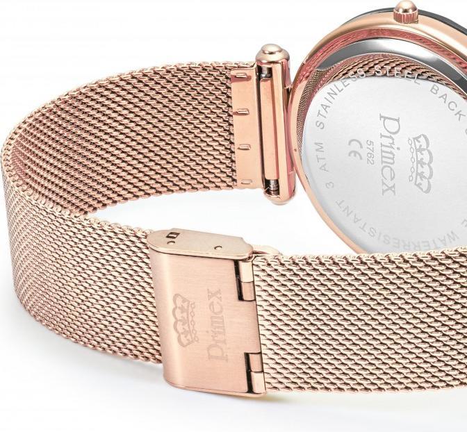 Image du produit Primex Montre Dame Swiss Made Bracelet Metal Rose Cadran Noir Etanche 30 M Grande (Montre analogique, 40 mm)
