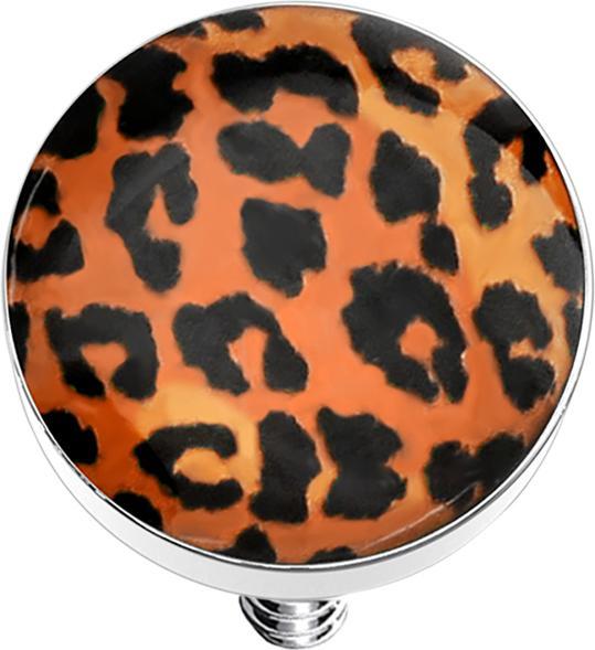 Actual product image Star Piercing Dermal anchor disc with orange leopard pattern (without brass, Surgical steel 316L)