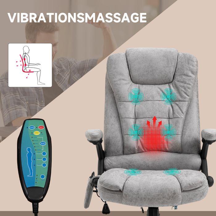 Immagine prodotto Swisshandel24 Sedia da ufficio con funzione massaggio e calore, ergonomica, 6 punti di massaggio, grigia