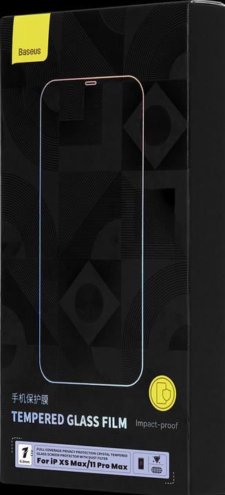 Image du produit Baseus 0.3mm Full-Coverage Privacy Protection Crystal Tempered Glass Screen Protector with Dust Filter for (1 pièce(s), Apple iPhone XS Max)