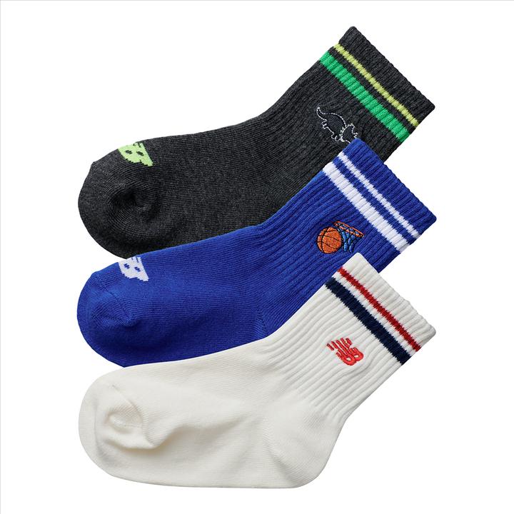 Actual product image New Balance Kids Embroidery Midcalf Socks 3 Pair (pack of 3, M/L)