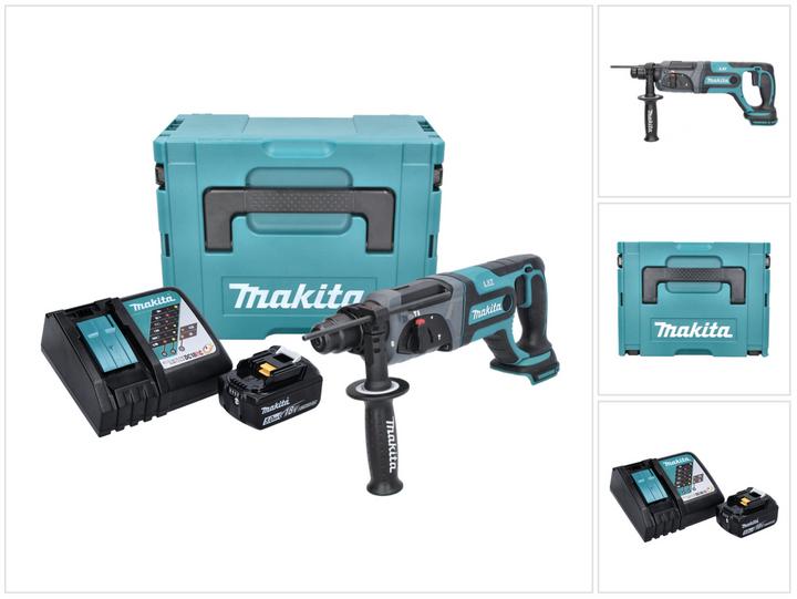 Actual product image Makita DHR 241 RT1J Cordless Rotary Hammer SDS-Plus 18V + 1x Battery BL 1850 5.0 Ah + 1x Fast Charge (Rechargeable battery operated)