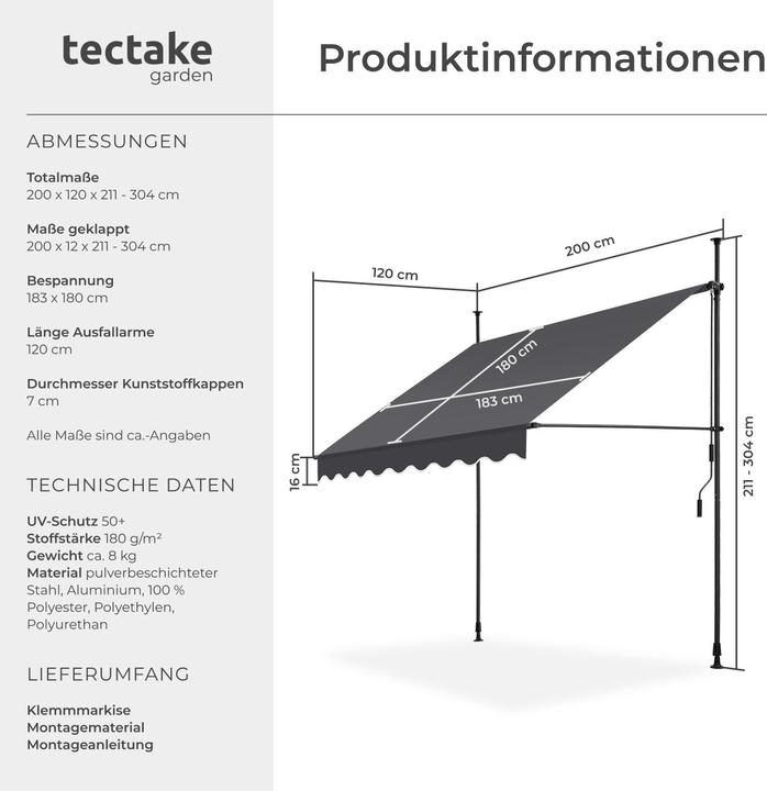 Image du produit tectake Store à pince (2 m)