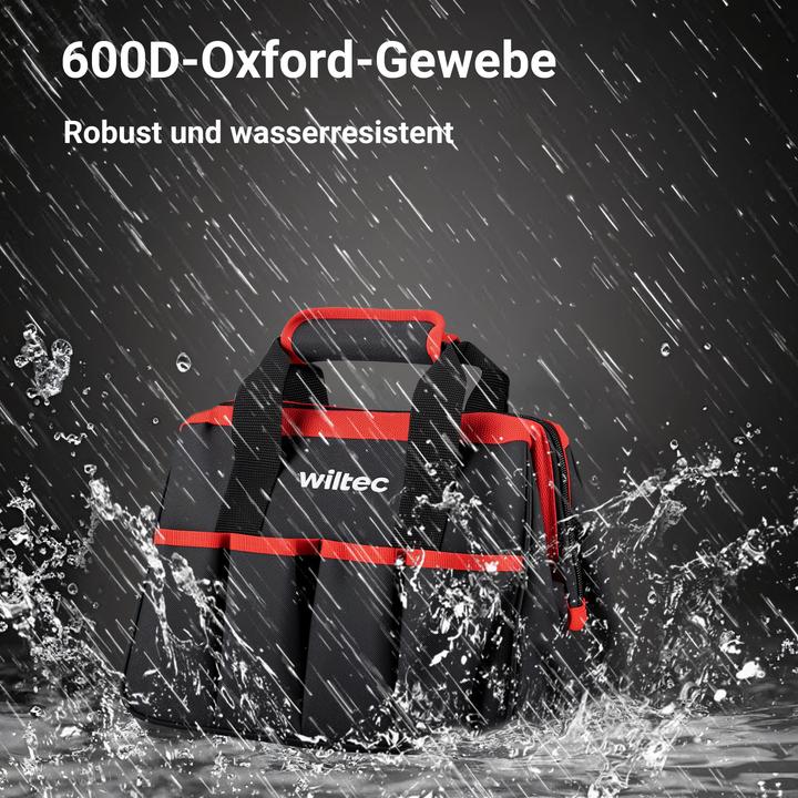 Produktbild Wiltec Werkzeugtasche 30,5x23x25,5cm Arbeitstasche 9 Fächer Werkzeug Tasche Gurt