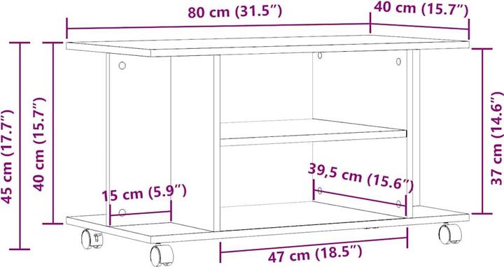 Immagine prodotto VidaXL TV Regal TV Schrank Lowboard Fernsehtisch mit Rollen Altholz-Optik (80 x 40 x 45 cm)