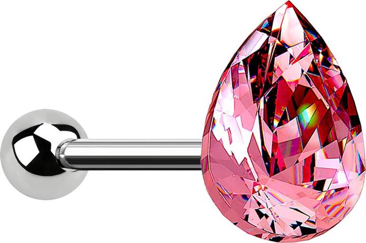 Immagine prodotto Star Piercing Micro Barbell silber Tropfen Kristall pink (senza ottone, Acciaio chirurgico 316L)