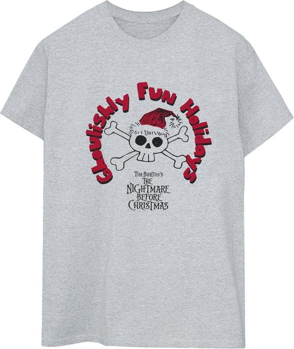 Actual product image Disney Womens/Ladies The Nightmare Before Christmas Ghouishly Fun Holidays Cotton Boyfriend T-Shirt (L)