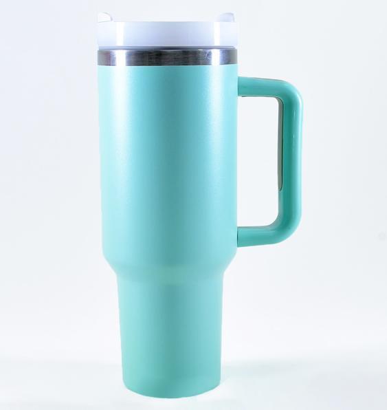 Produktbild Kögler Thermo Kaffee Henkel Becher aus Edelstahl, mit Strohhalm, minzgrün, 1200ml (1200 ml, 1 x)