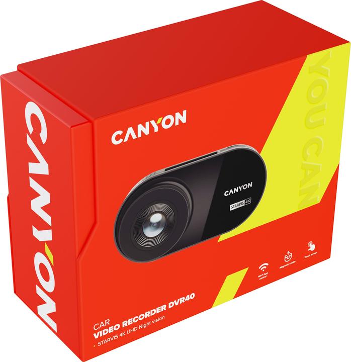 Image du produit Canyon DVR40, 3' IPS avec écran tactile, Mstar8629Q, capteur SONY415, Wifi, résolution 4K (WiFi, Écran intégré, 4K)