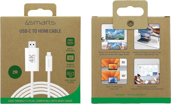 Image du produit 4smarts Câble USB-C vers HDMI 2m blanc (2 m, USB Type C, HDMI)