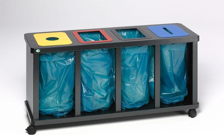Produktbild VAR Wertstoffsammelstation ""Tetris"" 4er mit Klemmring antik-silber (230 l)