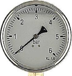 Actual product image Erik Faergemann Pressure gauge 1/2XØ100 0-16 bar, nedadrettet studs med glycerin