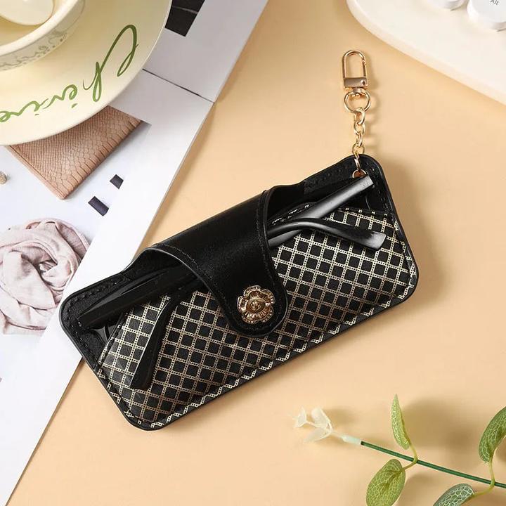 Immagine prodotto Only-Bags.Store Houndstooth gedruckt Brillenhalter mit Schlüsselanhänger, Vintage Brillenetui, tragbare
