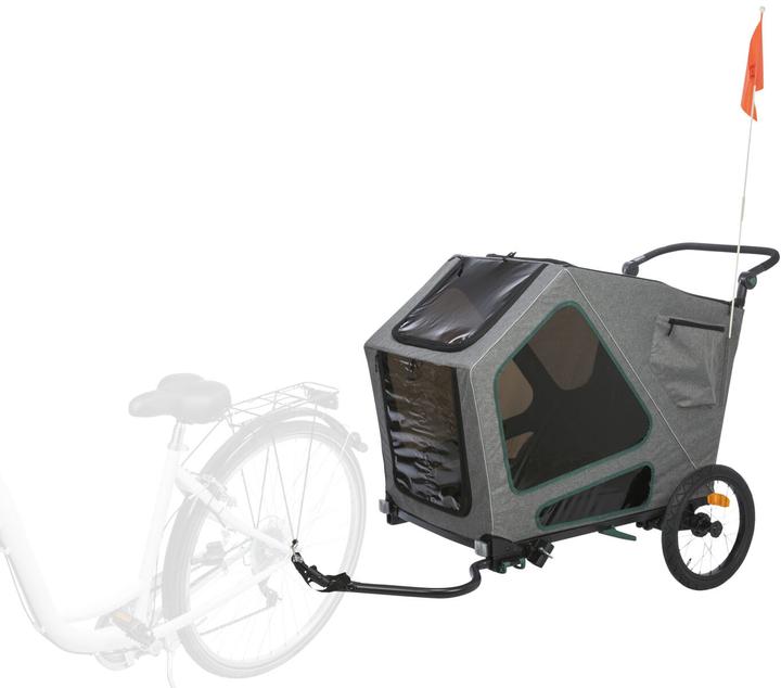 Actual product image Trixie Bicycle trailer L, 80×103×98/147 cm, grey/sage (Dog, Reflectors, Can be opened completely)