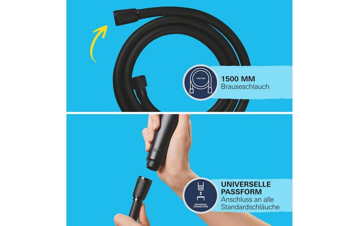 Image du produit Grohe Flexible de douche Vitalio Flex QuickFix, 1500mm, universel, noir mat (150 cm)