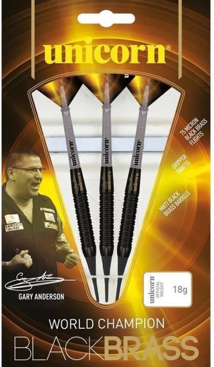 Image du produit Unicorn Black Brass Gary Anderson fléchettes souples (17 g)